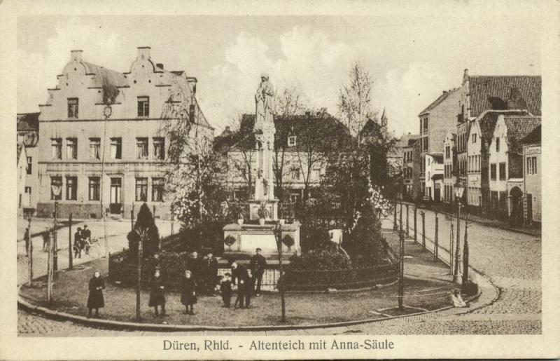 germany, DÜREN, Rhl., Altenteich mit Anna-Säule (1910s) 