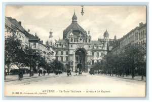 c1910 Anverse La Gare Centrale Avenue De Keyser Antwerp Belgium Antique Postcard 