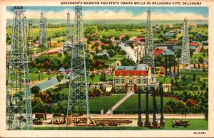 Oklahoma Oklahoma City Governor's Mansion and State Owned Oil Wells 1937...