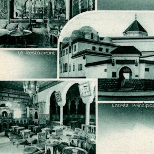 Restaurant Hamman Paris Mosque Souks marketplace tea room 1930s vtg postcard