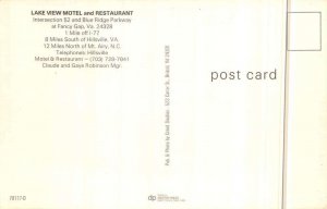 Fancy Gap Virginia lake View Motel and Restaurant vintage pc DD7674