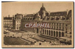 Old Postcard Rennes Palace of Trade and Gardens on the Vilaine