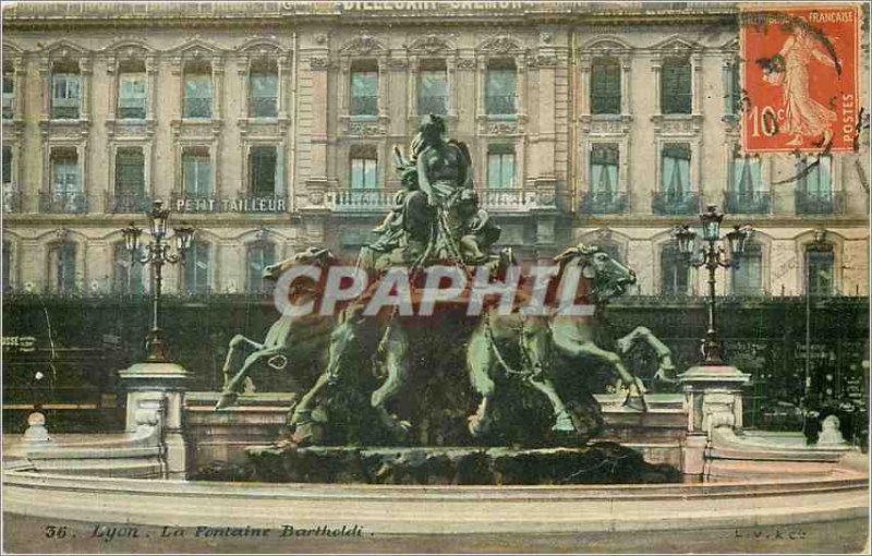Old Postcard Lyon bartholdi the fountain