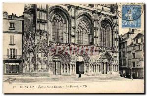 Old Postcard Saint Lo Eglise Notre Dame Portal