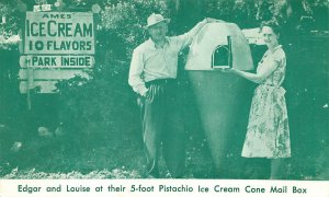 Warren ME Edgar Ames Farm Ice Cream Cone Mail Box 10 Favors 3.5 x 5.5 Tradecard