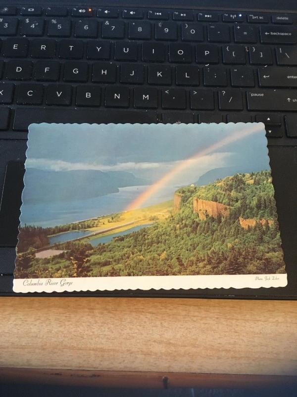 Vintage Postcard:(another) Columbia River Gorge , with Rainbow