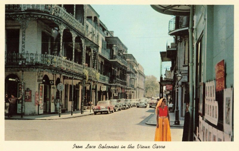 Postcard Vieux Carre Street Scene New Orleans Louisiana