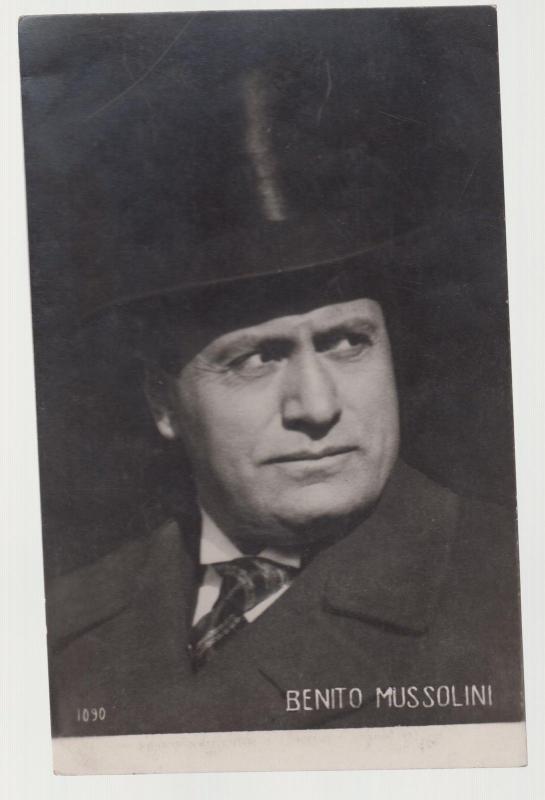 Fascist Italy Benito Mussolini in top hat RPPC real picture postcard