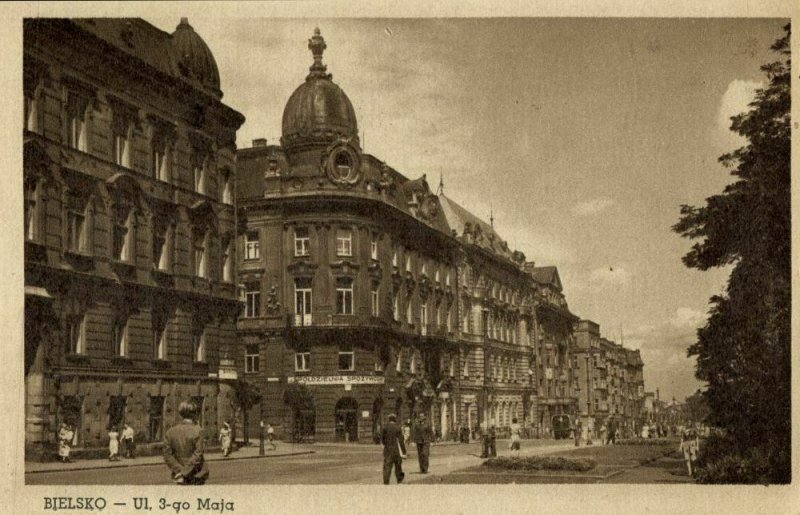 poland germany, BIELITZ BIELSKO, Ulica 3 Maja (1950s) Postcard