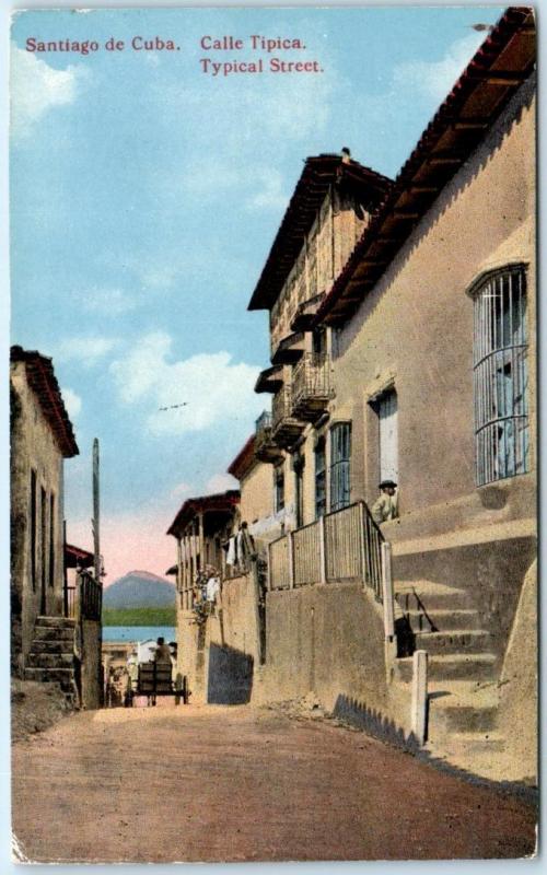 SANTIAGO de CUBA   Calle Tipica  Typical STREET SCENE  ca 1910s    Postcard