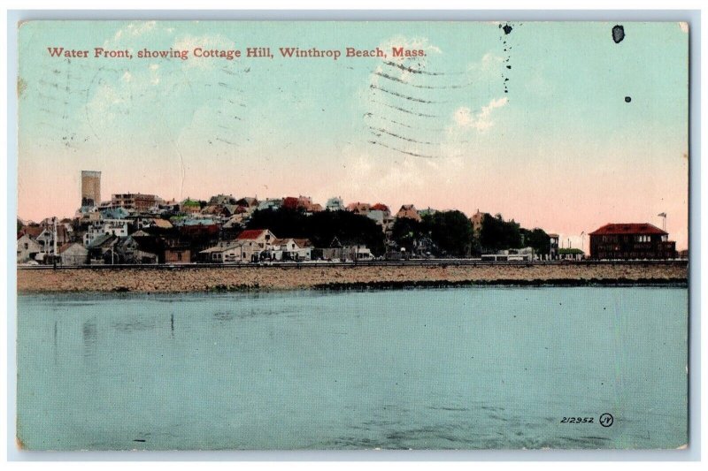 1914 Water Front Showing Cottage Hill Winthrop Beach Massachusetts MA Postcard