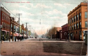 Postcard Third Street in Canal Dover, Ohio