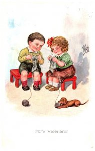 Children knitting , Fur's vaterland