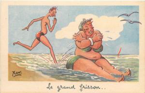 XAV artist signed postcards set misoginism humour comic beach bathers fat women