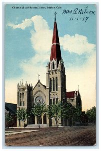 1917 Exterior View Church Sacred Heart Building Pueblo Colorado Vintage Postcard