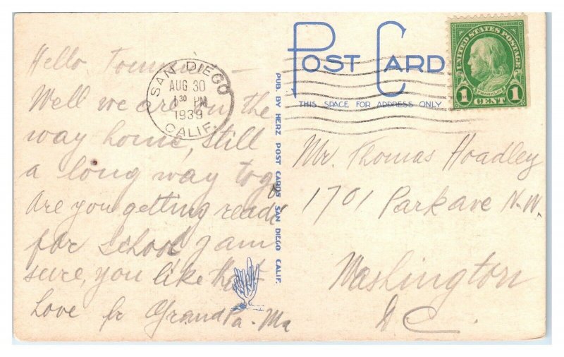 1939 US Marine Corps Base, San Diego, CA Postcard *5U8
