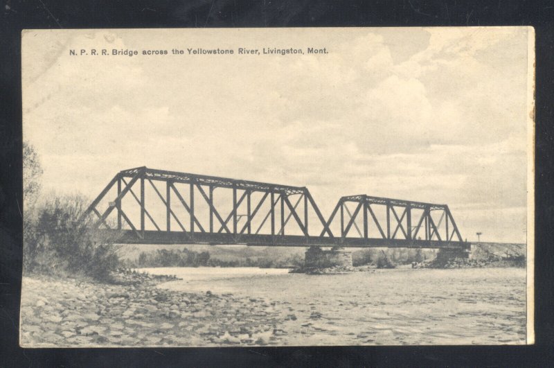 LIVINGSTON MONTANA YELLOWSTONE RIVER RAILROAD BRIDGE VINTAGE POSTCARD