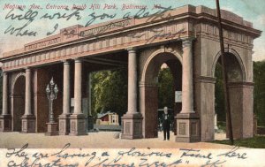 Vintage Postcard 1907 View of Madison Ave. Entrance Druid Hill Park Baltimore MD