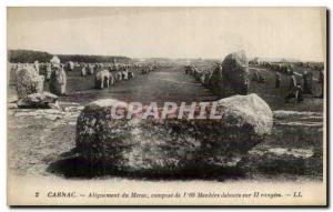 Old Postcard Carnac Menec alignment consists of 169 menhirs aligned in 11 rows