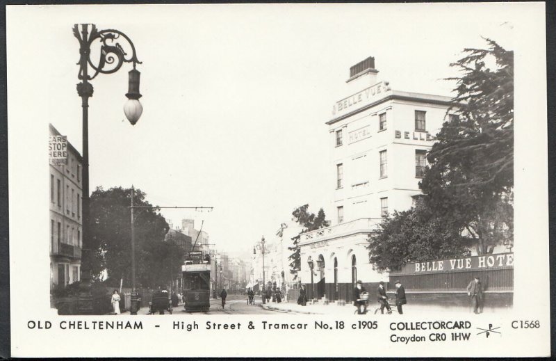 Gloucestershire Postcard - Old Cheltenham, High Street & Tramcar c.1905 Ref 1911