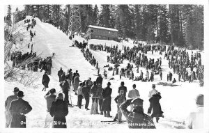 RPPC Snowman's Hill, Mt. Shasta, CA Skiing Eastman Photo c1940s Vintage Postcard