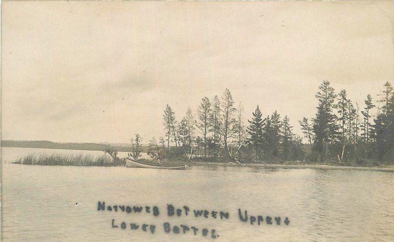 C-1910 Upper Lower Bottle Lake Hubbard Minnesota RPPC Photo Postcard 12247