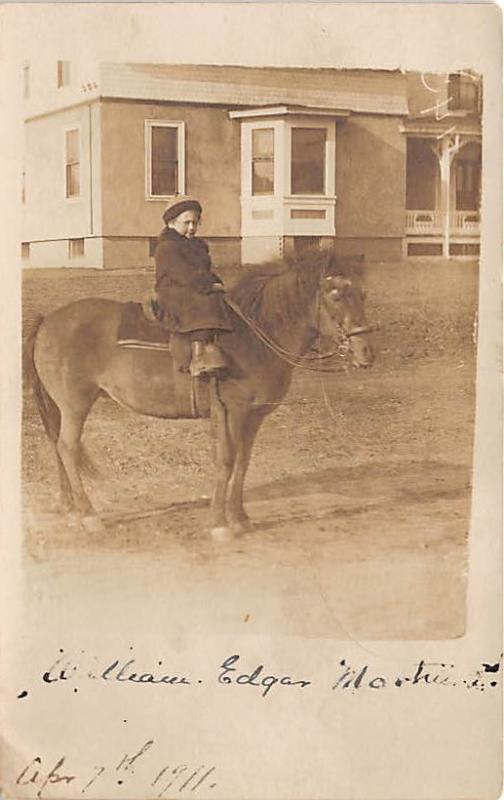 Child on a donkey April 7, 1911 Child, People Photo Unused 