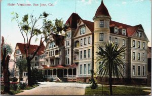 San Jose California Hotel Vendome Vintage Postcard C210