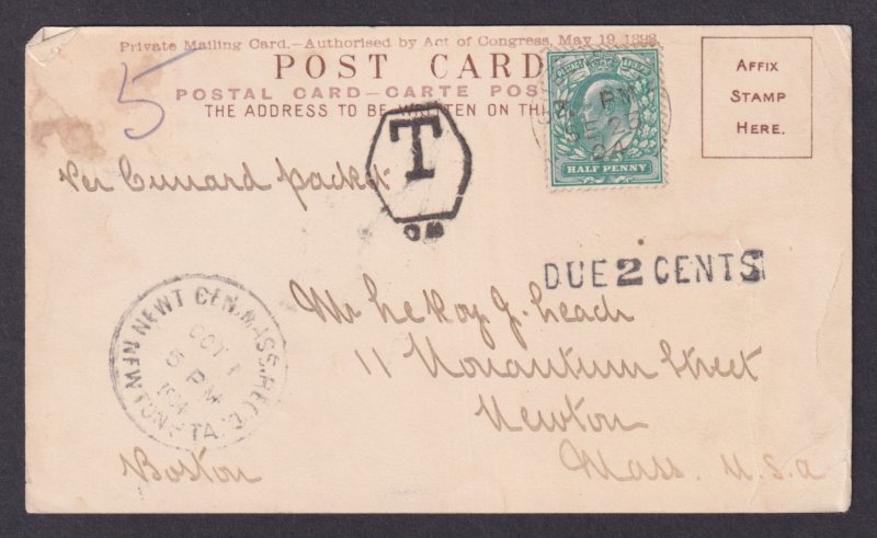 GREAT BRITAIN, Postcard Postage Due, Steamer White Star Line Oceanic