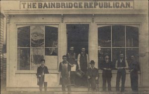 Bainbridge NY Bainbridge Republican Newspaper Staff & Storefront  c1910 RPPC