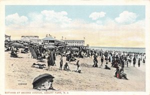 Asbury Park, NJ New Jersey   BATHING BEACH At SECOND AVENUE   ca1920's Postcard