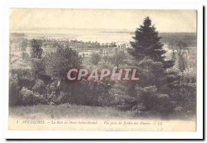 Avranches Old Postcard The bay of Mont Saint Michel View from garden plants