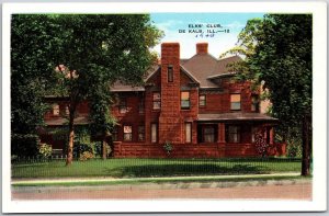 Elks' Club De Kalb Illinois IL Roadway Grounds And Building Landmarks Postcard