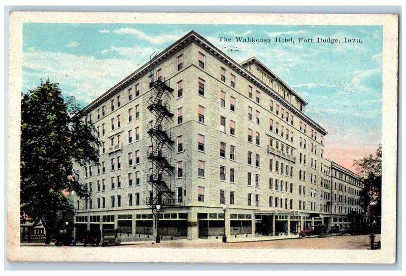 1925 View of The Wahkonsa Hotel Fort Dodge Iowa IA Posted Vintage Postcard