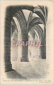 Postcard Abbey of Mont Saint Michel Crypt of Big Pillars