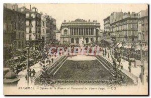 CARTE Postal Marseille Old Square of the Bourse and monuments of Pierre Puget