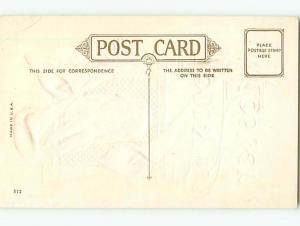 Unused Divided-Back easter BUNNY RABBIT WITH EASTER LILY FLOWERS r2959-22