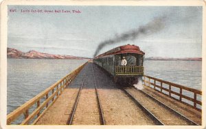 Lincoln Cut-Off Great Salt Lake, Utah, USA Utah Train Writing on Back 