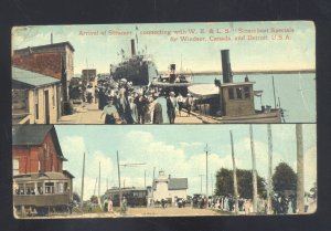 DETROIT MICHIGAN WINDSOR ONTARIO STEAMER SHIPS BOATS VINTAGE POSTCARD