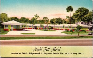 Postcard Night Fall Motel 640 S. Ridgewood US Highway 1 in Daytona Beach Florida
