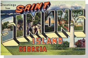 Greetings From Saint Simons Island, Georgia/GA Postcard