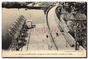 Old Postcard Electricity Around Montlucon Dam on the Cher Rochebut dike Summit