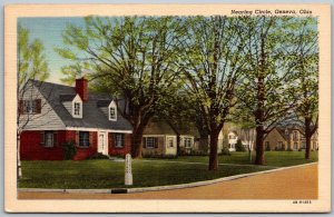 Geneva Ohio 1951 Postcard Nearing Circle Street Scene Houses