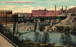 Vintage Postcard Vincent Street Bridge Notable Landmark Rochester New York NY