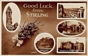 STIRLING SCOTLAND~GOOD LUCK-MULTI IMAGE~1950s PHOTO POSTCARD