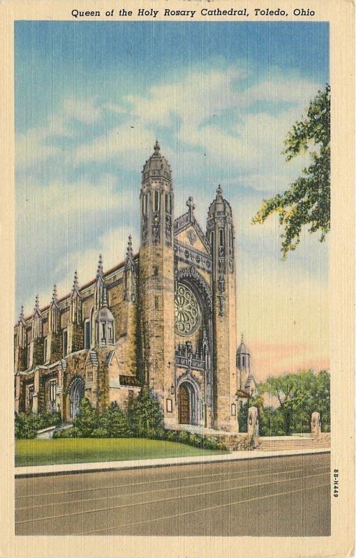 Toledo Ohio~Queen of the Holy Rosary Cathedral~Stained Glass Windows 1940 Linen