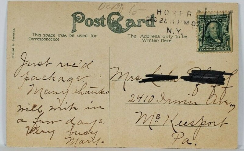 Homer NY David Harum's Residence, Horse Trader Postcard S1