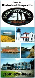 9 Oversized 1980s Coupeville, WA Inn Motel Towne Whidbey Island Ad Postcard 1T