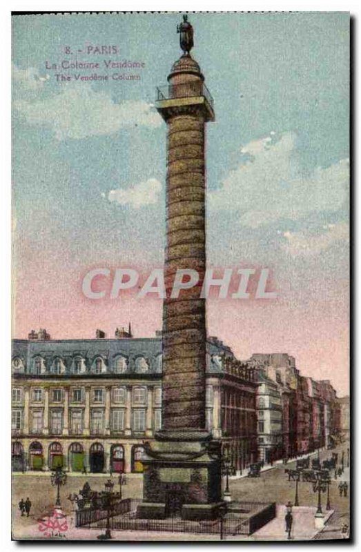 Old Postcard Paris Vendome Column