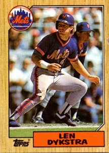 1987 Topps Baseball Card Len Dykstra Outfield New York Mets sun0737